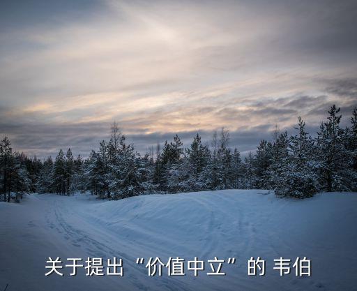 關于提出“價值中立”的 韋伯