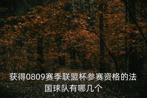獲得0809賽季聯(lián)盟杯參賽資格的法國(guó)球隊(duì)有哪幾個(gè)