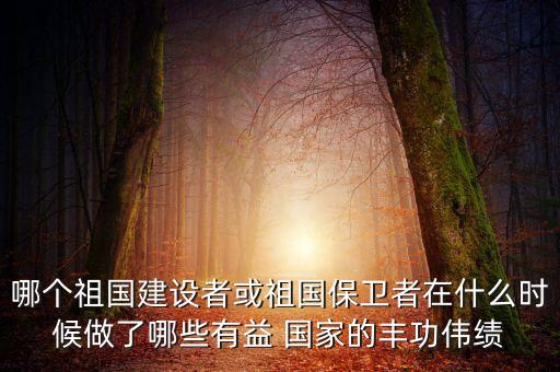 哪個(gè)祖國(guó)建設(shè)者或祖國(guó)保衛(wèi)者在什么時(shí)候做了哪些有益 國(guó)家的豐功偉績(jī)
