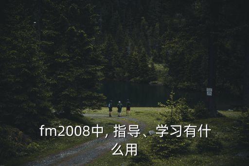  fm2008中, 指導、學習有什么用