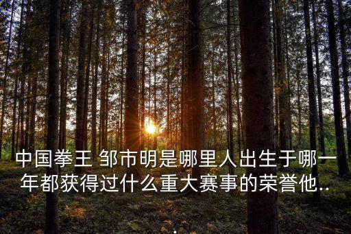 中國拳王 鄒市明是哪里人出生于哪一年都獲得過什么重大賽事的榮譽他...