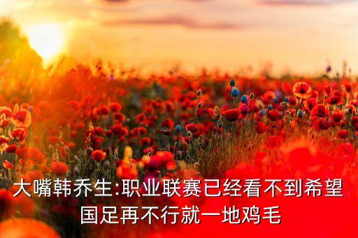 大嘴韓喬生:職業(yè)聯(lián)賽已經(jīng)看不到希望 國(guó)足再不行就一地雞毛