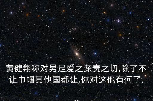 黃健翔稱對男足愛之深責之切,除了不讓巾幗其他國都讓,你對這他有何了...