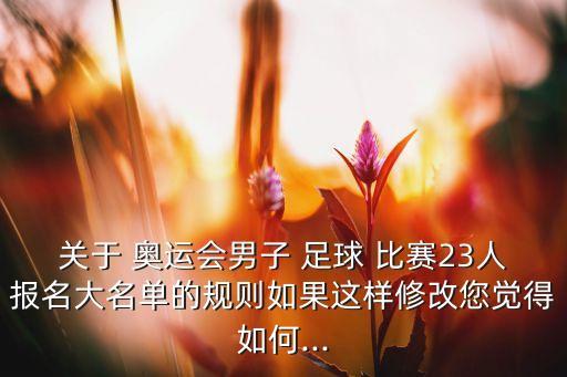 關(guān)于 奧運(yùn)會(huì)男子 足球 比賽23人報(bào)名大名單的規(guī)則如果這樣修改您覺(jué)得如何...