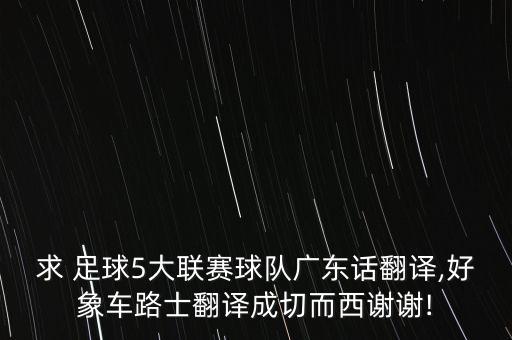 求 足球5大聯(lián)賽球隊廣東話翻譯,好象車路士翻譯成切而西謝謝!