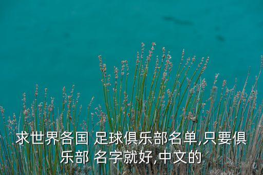 求世界各國(guó) 足球俱樂(lè)部名單,只要俱樂(lè)部 名字就好,中文的