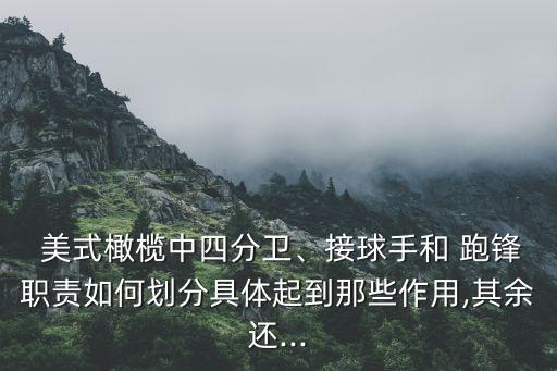  美式橄欖中四分衛(wèi)、接球手和 跑鋒職責(zé)如何劃分具體起到那些作用,其余還...