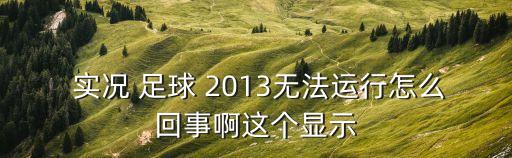  實(shí)況 足球 2013無法運(yùn)行怎么回事啊這個顯示