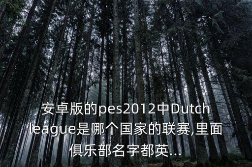 安卓版的pes2012中Dutchleague是哪個國家的聯(lián)賽,里面俱樂部名字都英...