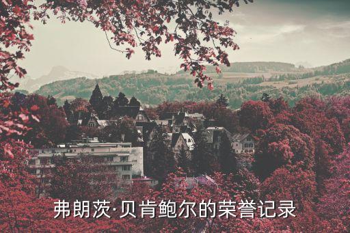 弗朗茨·貝肯鮑爾的榮譽(yù)記錄