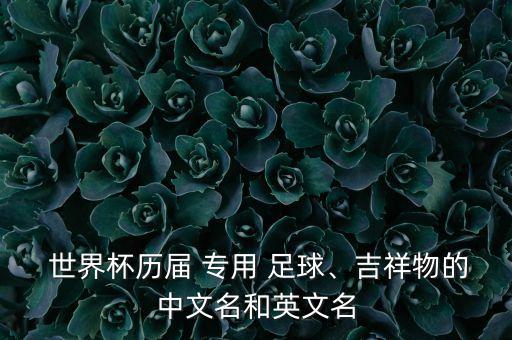  世界杯歷屆 專用 足球、吉祥物的中文名和英文名