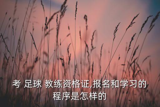 考 足球 教練資格證,報名和學習的程序是怎樣的