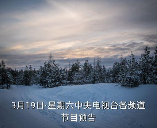3月19日·星期六中央電視臺各頻道節(jié)目預告
