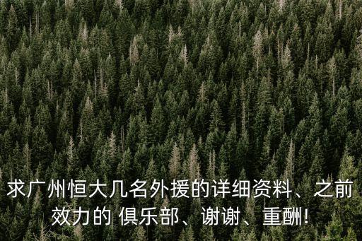 求廣州恒大幾名外援的詳細(xì)資料、之前效力的 俱樂部、謝謝、重酬!