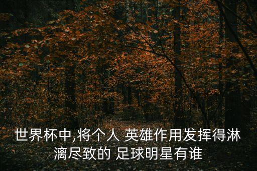 世界杯中,將個(gè)人 英雄作用發(fā)揮得淋漓盡致的 足球明星有誰(shuí)