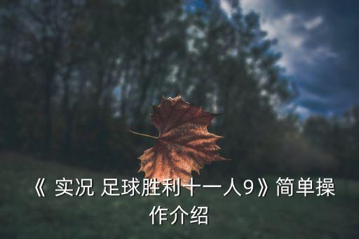 《 實況 足球勝利十一人9》簡單操作介紹