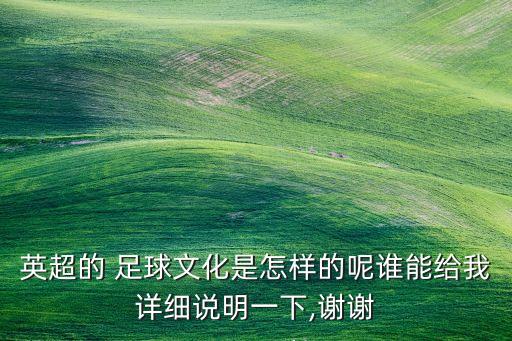 英超的 足球文化是怎樣的呢誰能給我詳細(xì)說明一下,謝謝