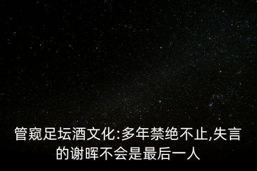 管窺足壇酒文化:多年禁絕不止,失言的謝暉不會(huì)是最后一人