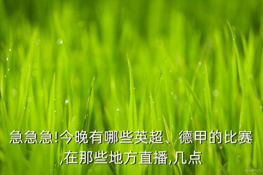 急急急!今晚有哪些英超、德甲的比賽,在那些地方直播,幾點(diǎn)