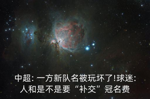 中超: 一方新隊名被玩壞了!球迷:人和是不是要“補交”冠名費