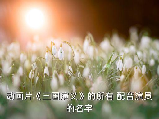 動(dòng)畫片《三國演義》的所有 配音演員的名字