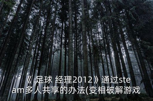《 足球 經(jīng)理2012》通過(guò)steam多人共享的辦法(變相破解游戲