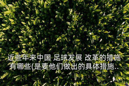 近些年來中國 足球發(fā)展 改革的措施有哪些(是要他們做出的具體措施...