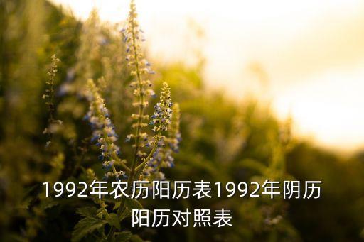 1992年農歷陽歷表1992年陰歷陽歷對照表