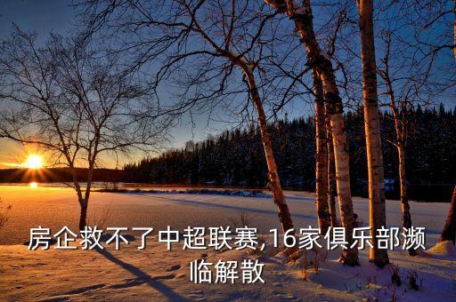 房企救不了中超聯(lián)賽,16家俱樂(lè)部瀕臨解散