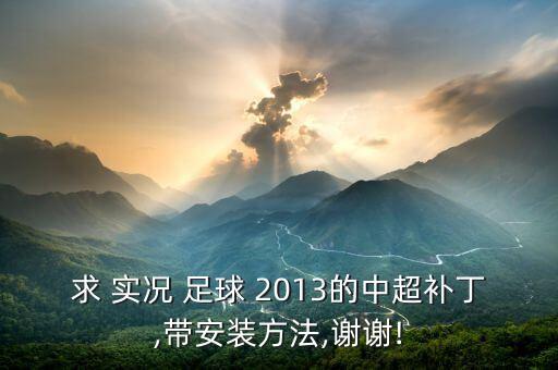 求 實況 足球 2013的中超補(bǔ)丁,帶安裝方法,謝謝!