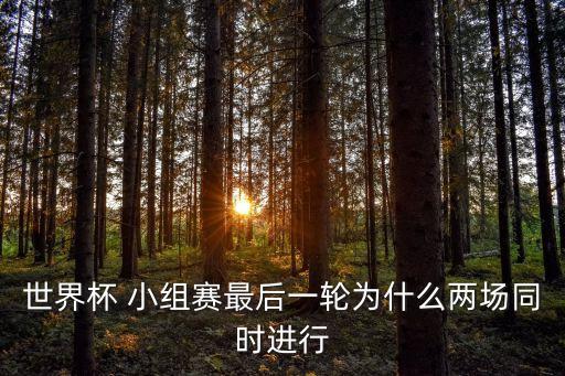 世界杯 小組賽最后一輪為什么兩場同時進行