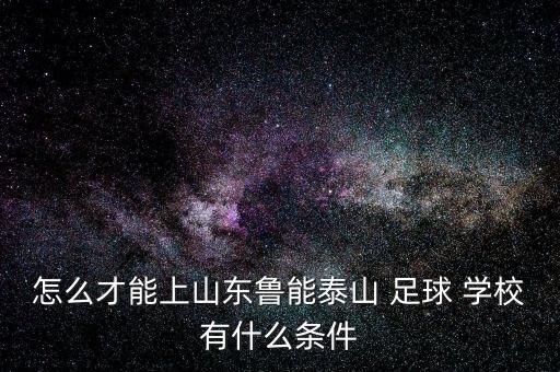 怎么才能上山東魯能泰山 足球 學校有什么條件