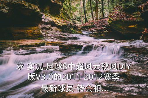 求 實況 足球8中超風(fēng)云秋風(fēng)DIY版V3.0的2011 2012賽季 最新球員 轉(zhuǎn)會和...