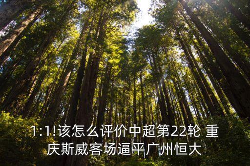 1:1!該怎么評價中超第22輪 重慶斯威客場逼平廣州恒大