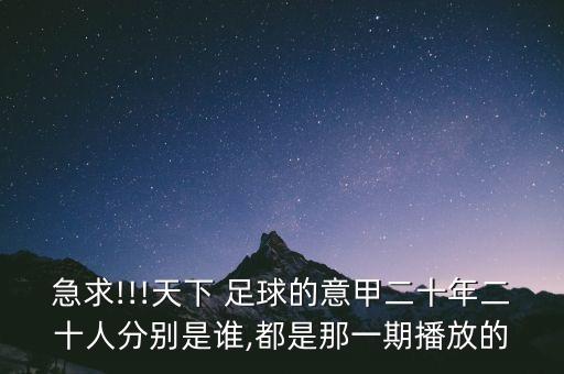 急求!!!天下 足球的意甲二十年二十人分別是誰(shuí),都是那一期播放的