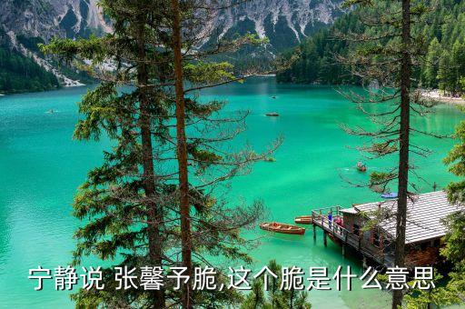 寧?kù)o說(shuō) 張馨予脆,這個(gè)脆是什么意思