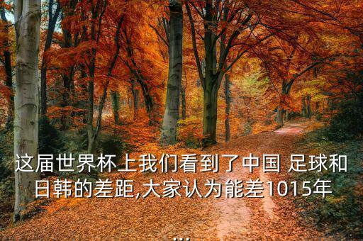 這屆世界杯上我們看到了中國 足球和日韓的差距,大家認為能差1015年...