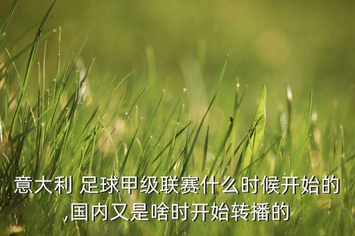 意大利 足球甲級聯(lián)賽什么時候開始的,國內(nèi)又是啥時開始轉(zhuǎn)播的