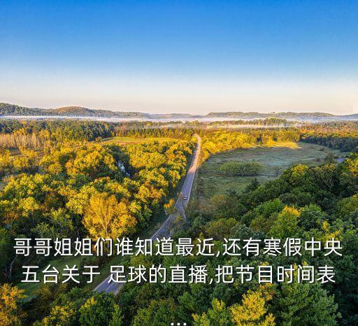 哥哥姐姐們誰(shuí)知道最近,還有寒假中央五臺(tái)關(guān)于 足球的直播,把節(jié)目時(shí)間表...