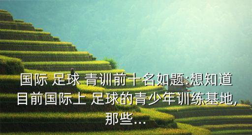 國際 足球 青訓(xùn)前十名如題:想知道目前國際上 足球的青少年訓(xùn)練基地,那些...