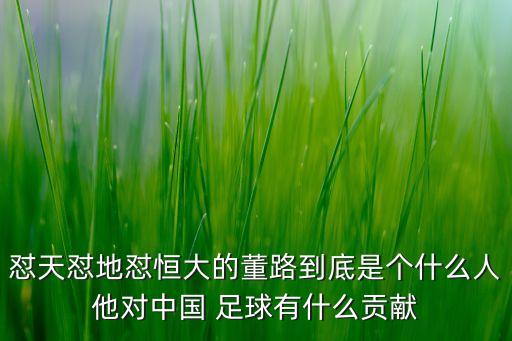 懟天懟地懟恒大的董路到底是個什么人他對中國 足球有什么貢獻