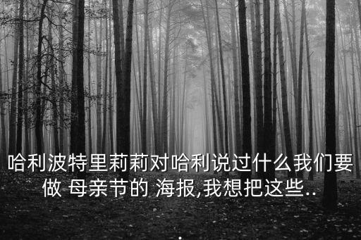 哈利波特里莉莉?qū)f(shuō)過(guò)什么我們要做 母親節(jié)的 海報(bào),我想把這些...