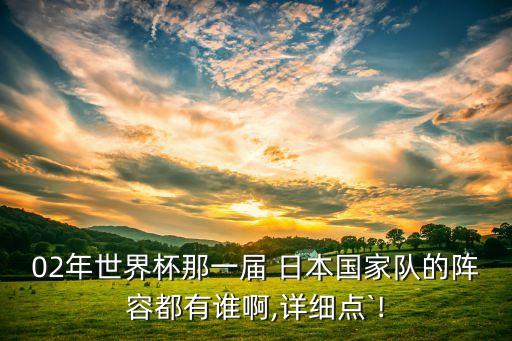 02年世界杯那一屆 日本國(guó)家隊(duì)的陣容都有誰(shuí)啊,詳細(xì)點(diǎn)`!