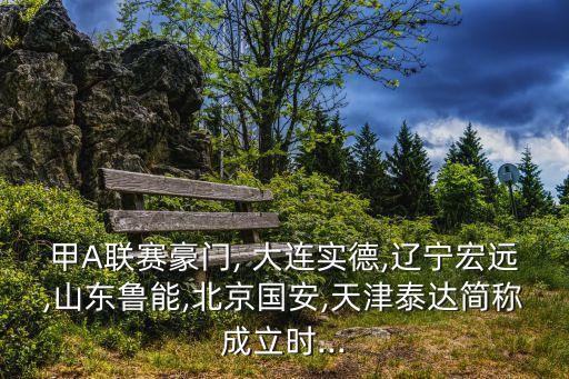 甲A聯(lián)賽豪門, 大連實(shí)德,遼寧宏遠(yuǎn),山東魯能,北京國安,天津泰達(dá)簡稱成立時...