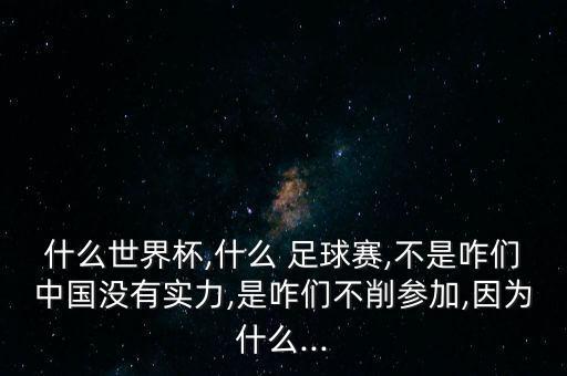 什么世界杯,什么 足球賽,不是咋們中國沒有實(shí)力,是咋們不削參加,因?yàn)槭裁?..