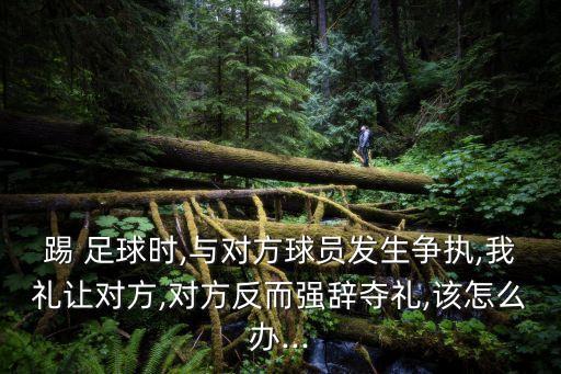 踢 足球時(shí),與對(duì)方球員發(fā)生爭(zhēng)執(zhí),我禮讓對(duì)方,對(duì)方反而強(qiáng)辭奪禮,該怎么辦...