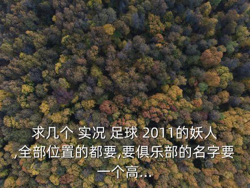 求幾個 實況 足球 2011的妖人,全部位置的都要,要俱樂部的名字要一個高...