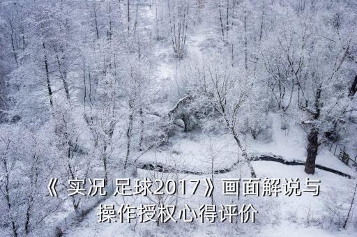 《 實況 足球2017》畫面解說與操作授權心得評價