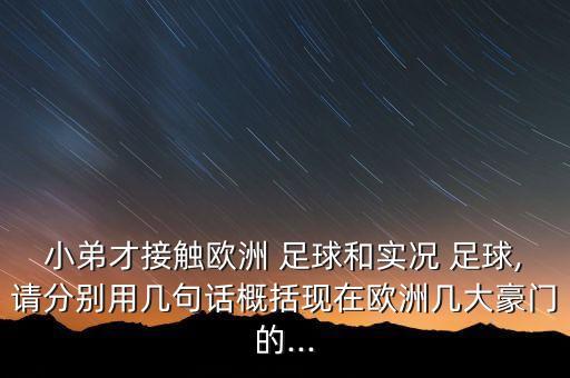 小弟才接觸歐洲 足球和實(shí)況 足球,請(qǐng)分別用幾句話概括現(xiàn)在歐洲幾大豪門的...